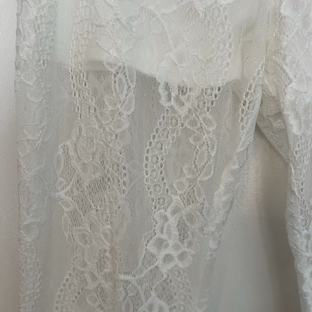 RAGA Lovely Floral Lace White Flare Pants.Size M - Picture 6 of 12